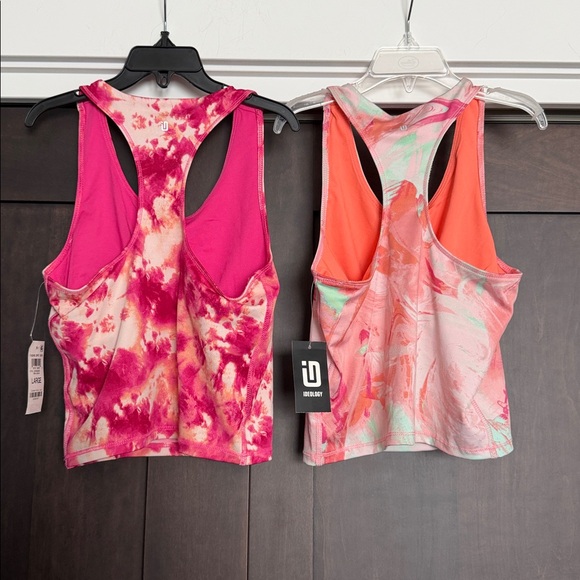ID Ideology Girls Tie-Dye Longline Racerback Tanks size Large Pink Shock set - Picture 2 of 4
